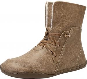 Generic Женские флисовые ботильоны с круглым носком, джазовые туфли, удобные теплые шнуровочные зимние ботинки, садовые балетки, короткие ботинки, однотонные ретро-ковбойские ботинки (черные, размер UK 4.5)