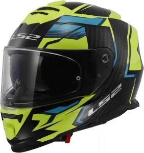 LS2, мотоциклетный шлем STORM II TRACKER Integral, глянцевый черный, цвет HV Yellow, размер XS, BLACK H V YELLOW