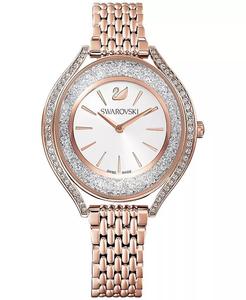 Женские швейцарские часы Crystalline Aura из нержавеющей стали с PVD-браслетом цвета розового золота, 35 мм Swarovski