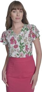 Женский топ Tommy Hilfiger с короткими рукавами и V-образным вырезом, Rosette Multi