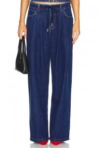 Джинсы с завязками и приспущенным кроем Lioness, синий