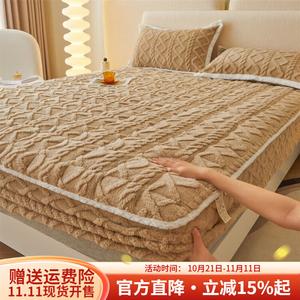 Boyang Простыня на резинке 180х200 см, молочный кофе, класс A, вельвет из кукурузного волокна, утолщенная