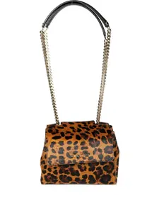 Сумка Sveva XS с леопардовым принтом и цепочкой Orciani, коричневый