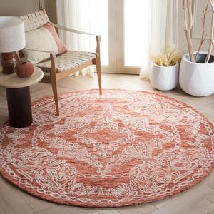 Ковер SAFAVIEH, 183 x 183 см, Metro Collection Round, Rust & Ivory, переходный дизайн, идеален для помещений с высокой проходимостью в гостиной, спальне и столовой (MET575P-6R)