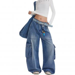 NEVER RULE Джинсы Unisex Blue Moderate Wide Leg