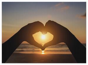 Коврик для душа Wallario, нескользящий коврик, коврик для ванной, коврик для двери, любовь в самом сердце солнца - пляж и море, размер ок. 90 х 65 см, коричневый