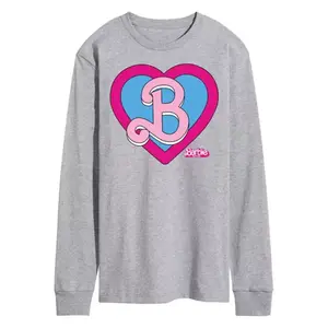 Мужская футболка с длинным рукавом Barbie Theatrical Heart Crest Licensed Character, серый