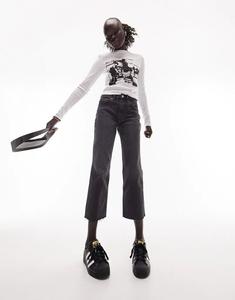 Черные прямые джинсы Topshop с необработанным краем