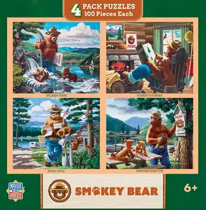 Набор из 4 пазлов по 100 деталей для детей «Masterpieces Smokey Bear» Masterpieces Puzzles, multicolor