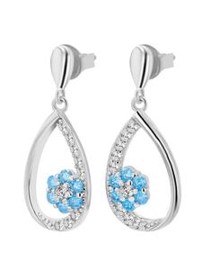 Adeliás Женские серьги-гвоздики из серебра 925 пробы с голубыми кубическими циркониями