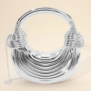 Сумка с жестким металлическим корпусом и рельефной ручкой-петлей FASHNZFAB, серебряный