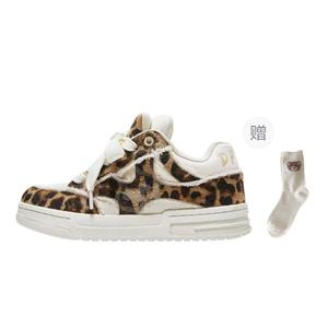 BINGO DUCK Женские скейтерские кроссовки Leopard Print