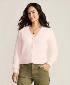 Женский кардиган с пушистым узором реснички Lands' End, Blush