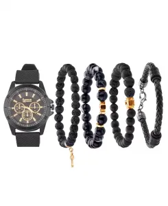 Мужские часы с матовым черным силиконовым ремешком Quartz, 47mm American Exchange