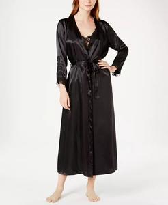Платье и халат Stella Satin Venise Trim раздельные Flora by Flora Nikrooz, черный