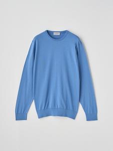 Хлопковый трикотажный пуловер с круглым вырезом и длинными рукавами | DAVID | 30G, современный крой