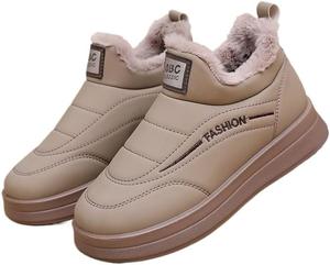 Зимние женские ботинки Теплые снегоступы с флисовой подкладкой Водонепроницаемые ботильоны, Уютные повседневные тапочки для носки в холодную погоду Qacksv, Coffee