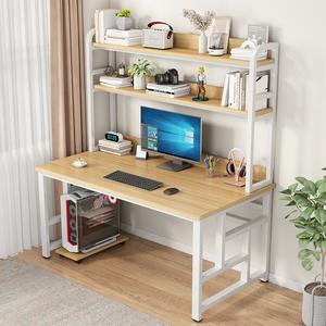 Компьютерный стол Xinmeikai с полками 160x60x170 см, белая рама + светлый орех