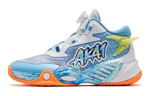 QIAODAN Высокие детские баскетбольные кроссовки с амортизацией и износостойкостью Blue White для подростков