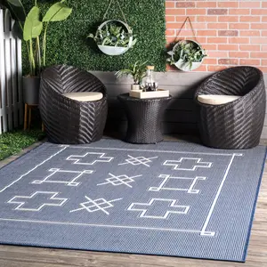 Ковер Hillary Geometric Tribal Indoor/Outdoor Area Rug nuLOOM, 107x152 см, темно-синий