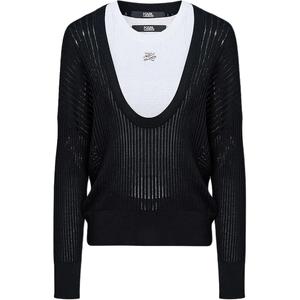 Футболка KARL LAGERFELD FW25 с рукавом дроп-шолдер и свободным кроем для женщин KARL LAGERFELD / Karl Lagerfeld Jeans, черный белый