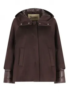 Кашемировая куртка с капюшоном Herno, коричневый