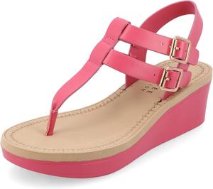 Женские сандалии Journee с ремешком на щиколотке, платформой и застежкой-пряжкой, комфортный клиновидный каблук, модель Bianca Journee Collection, розовый