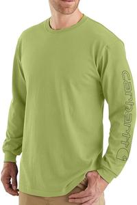 Мужская свободная футболка Carhartt Heavyweight с длинными рукавами и графическим логотипом, Algae Green