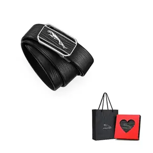 JAGUAR Мужской черный кожаный ремень с автоматической пряжкой, Black