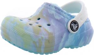 Детские классические сабо Crocs с подкладкой, Multi-colored/Blue-multi-colored