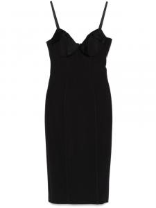 Платье мини из крепа с атласными бантами Elisabetta Franchi, черный