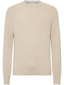 Кашемировый джемпер в рубчик Brunello Cucinelli, нейтральный