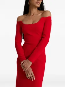 Платье макси Red Salvage с открытыми плечами и длинными рукавами MOOS STUDIO, красный