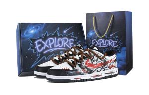 Nike Кроссовки для скейтбординга Dunk The Spider's Trail Box, износостойкие, низкие, унисекс, красные, черные