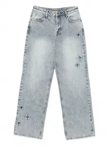 Джинсы из хлопка с крестообразной вышивкой Ksubi, синий