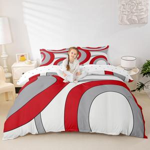 Erosebridal Серо-красный комплект постельного белья с абстрактным геометрическим принтом в стиле минимализм, Red Grey