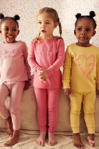 Пижамы с принтами 3 упаковки (от 9 месяцев до 12 лет) Next, розовый