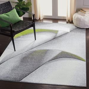 Ковер SAFAVIEH, 122 x 183 см, Hollywood Collection - серый и зеленый, дизайн в стиле мид-сенчури, не линяет и прост в уходе, идеален для помещений с высокой проходимостью: прихожая, гостиная, спальня (HLW716Y)