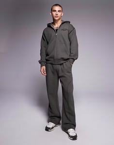 Мешковатые спортивные брюки с коверлоком темно-серого цвета Good For Nothing
