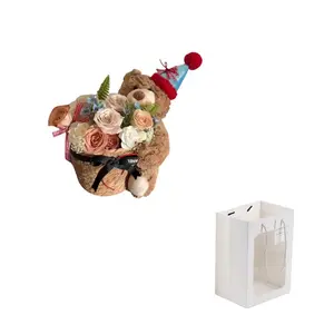 Букет из стабилизированных цветов плюшевый мишка 38cm Height XTHOT