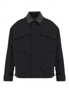 Куртка с кожаным воротником Golden Goose, черный