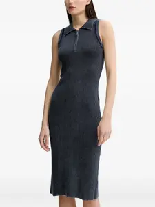 Платье миди в рубчик с застежкой-молнией спереди G-Star RAW, синий