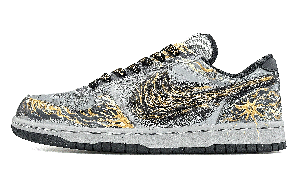 Nike Мужские низкие скейтбордистские кроссовки Big Low Top, черный с золотыми вставками