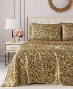 Комплект постельного белья из атласа, 4 предмета, размер King Juicy Couture, цвет Monica Leopard