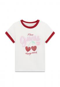 Футболка Guess MIT GESTICKTEM LOGO, Weiß/White