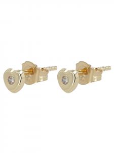 Adeliás Серьги для девочек - серьги-гвоздики в форме сердца из золота 333 пробы с фианитами в золоте