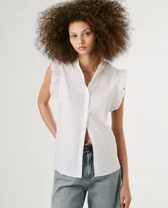 Женская поплиновая рубашка с рукавом-бабочкой Pepe Jeans, белый