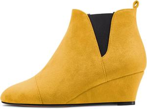 Женские ботильоны Castamere с массивным каблуком, средней высоты, круглым носком, на щиколотке, короткие, без застежки, классические для платья, вечеринки и офиса, каблук 2,0 дюйма, Yellow