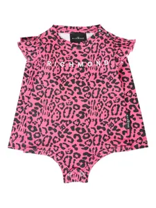 Боди с леопардовым принтом и оборками John Richmond Junior, розовый