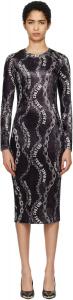 Черное бархатное платье-миди Chain Couture Versace Jeans Couture, Black/Print